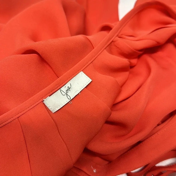 Joie Blouse Top Shirt Short Sleeve V-Neck Tie Bow Pure Silk Chiffon Size Medium - Picture 11 of 12